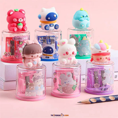 Cute Fancy Double Hole Sharpener with Adorable Characters (Pack of 1)