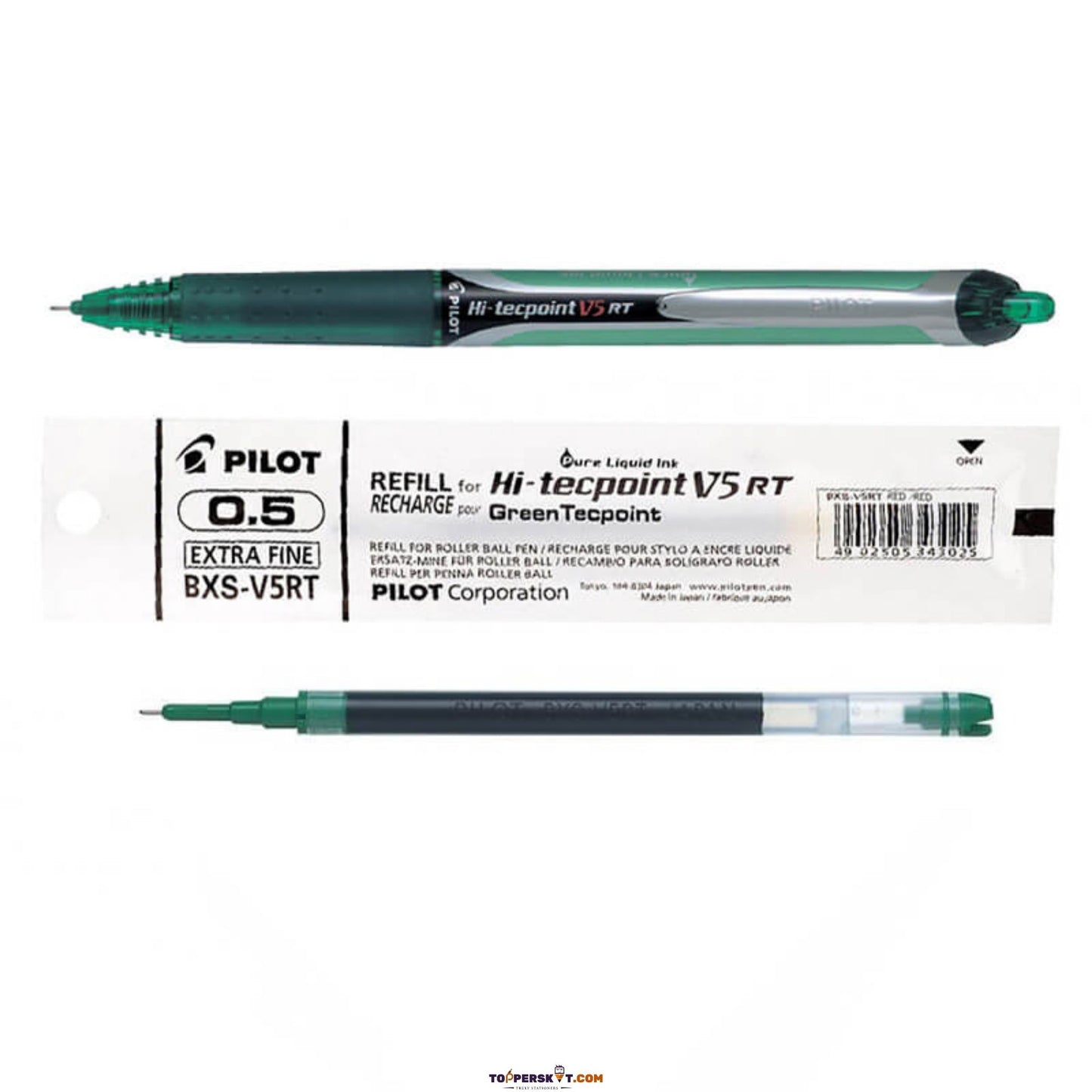 Pilot Hi-Tecpoint V5 RT 0.5 mm Refill - Green (Pack Of 1)
