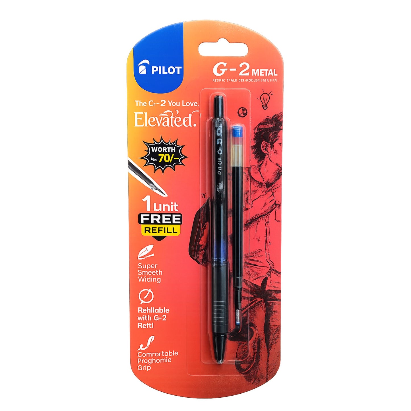 Pilot G-2 Metal Retractable Roller Gel Pen- Blue (Pack of 1)