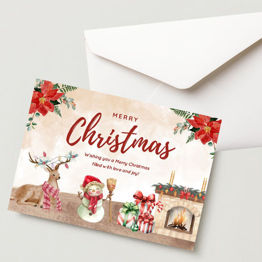 Christmas Greeting Card- 300 GSM Paper with Envelope (Pack of 1)