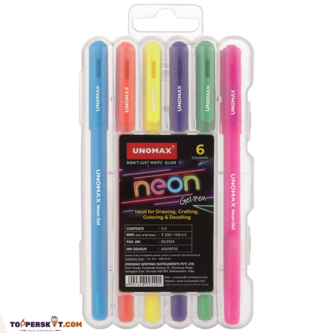 Unomax Neon Colour Gel Pen ( Pack of 6 )