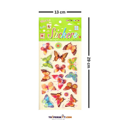 3D Colorful Butterfly Cartoon Sticker for Kids - Fun & Colorful Designs (Pack of 1)