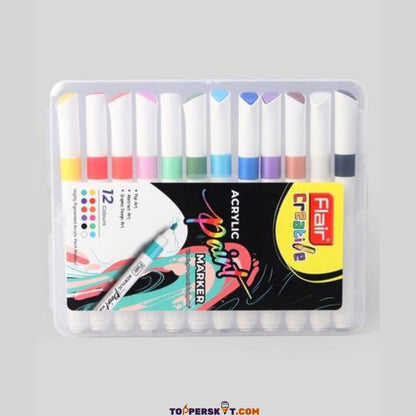 Flair Creative Acrylic Paint Marker - Vibrant Colors and Versatile Application (Pack of 12)