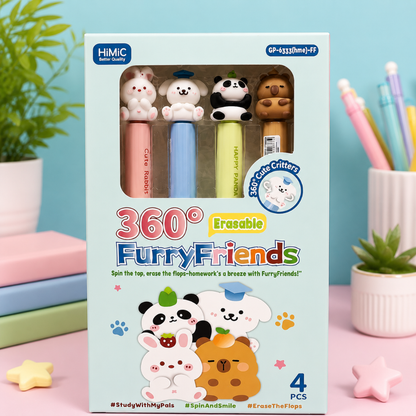 HIMIC 360° Furry Friends Erasable Gel Pen (Set of 4)