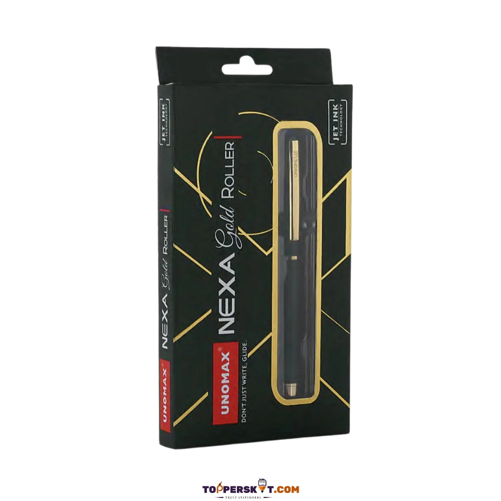 Unomax Nexa Gold Roller Pen - Blue Ink, Jet Ink Technology (Pack of 1)