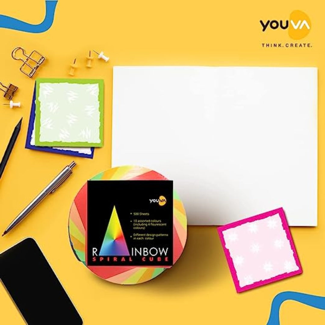 Navneet Youva Rainbow Spiral Cube Notepad – 500 Sheets (Pack of 1)
