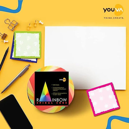 Navneet Youva Rainbow Spiral Cube Notepad – 500 Sheets (Pack of 1)