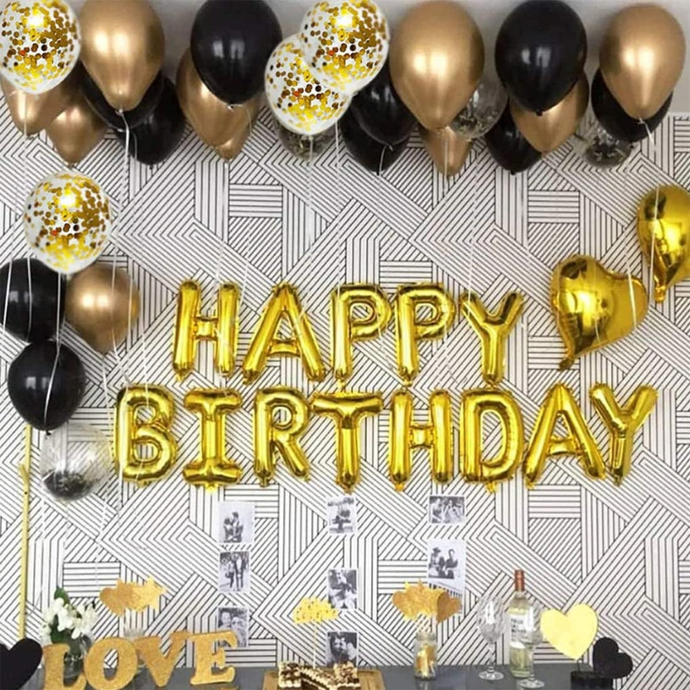 Golden Birthday Party Foil Banner Set – 13 Inch Letters (Pack of 1)