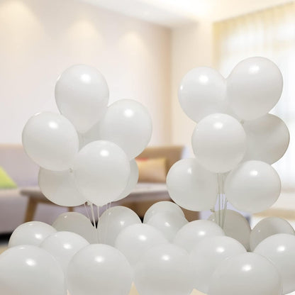 Party Balloons - Metallic White, Made from Natural Rubber Latex (Pack of 50)