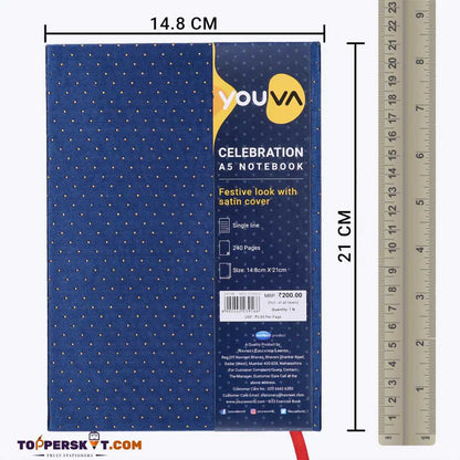 Youva Celebration A5 Notebook - Vibrant Design, Ruled Pages (pack of 1)