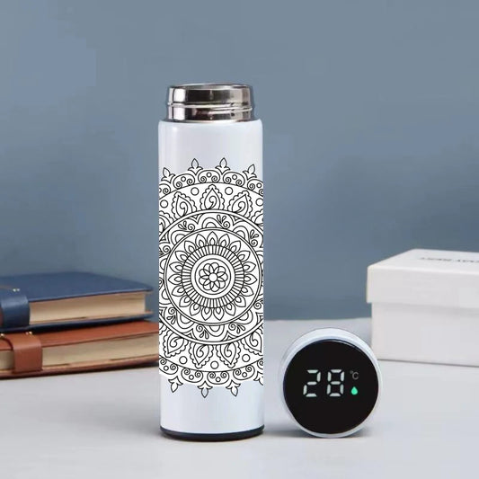 Printed Temperature Water Bottle - 500ml, Metal Bottle with LED Display (Pack of 1)