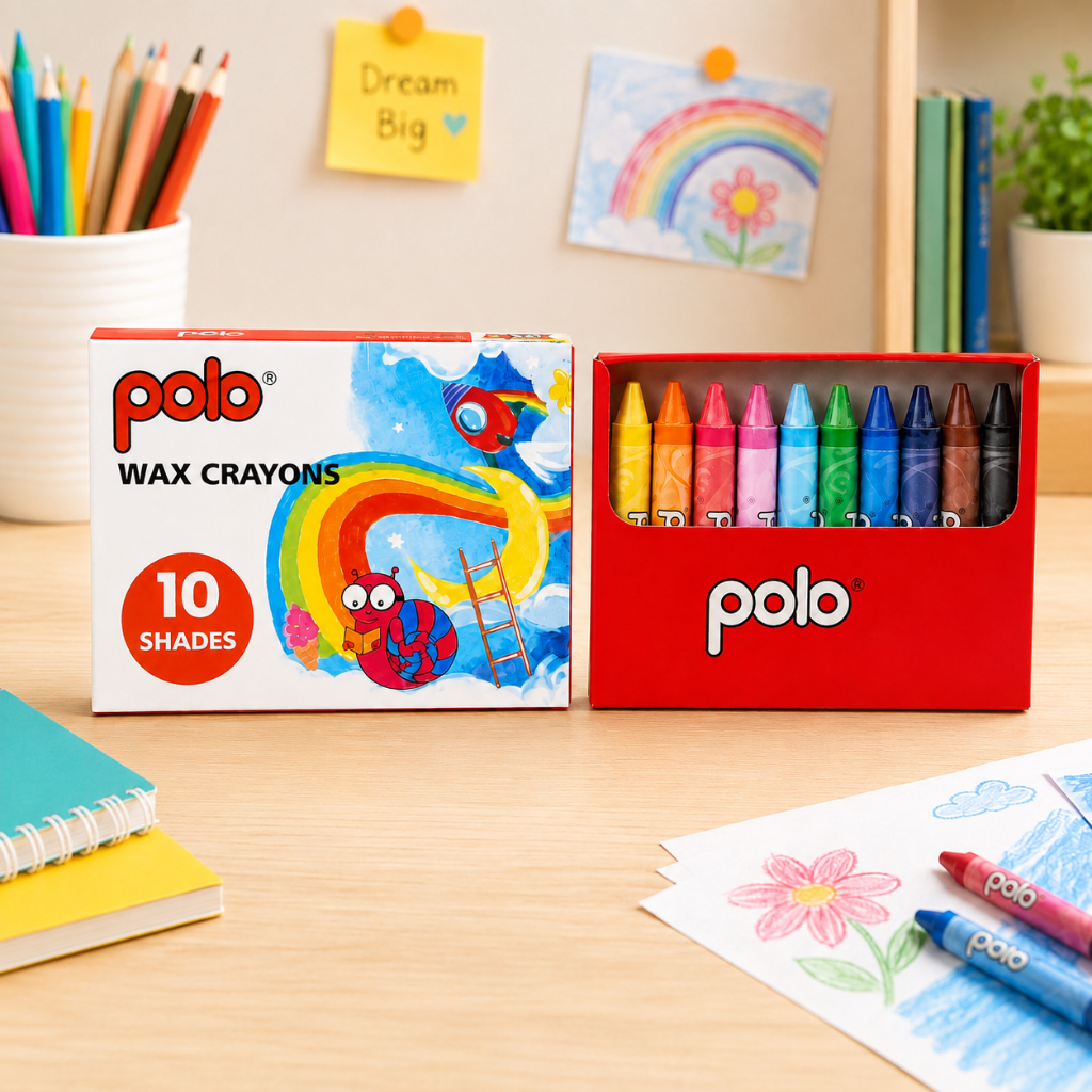 Polo Wax Crayons – 10 Assorted Shades (Pack Of 1)