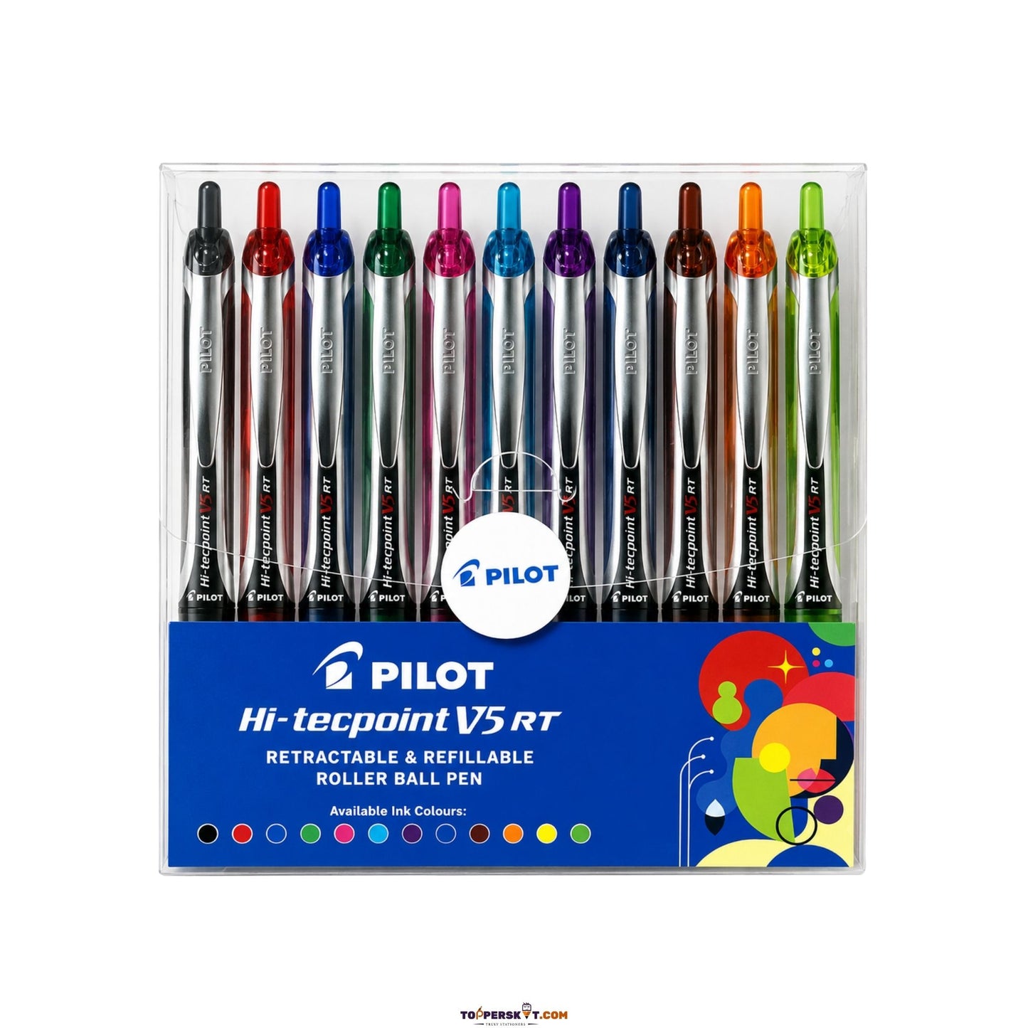 Close-up of Pilot Hi-Tecpoint V5 RT Rainbow Roller Ball Pens