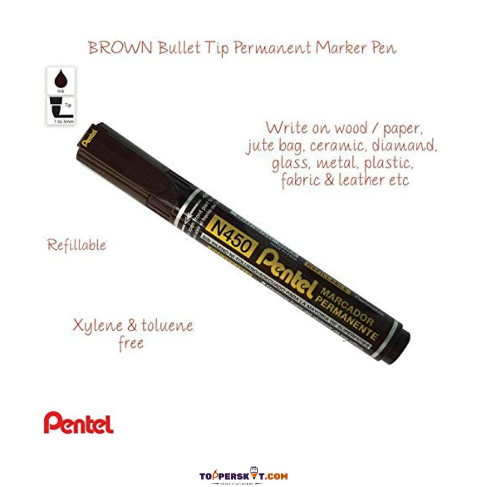 Pentel N450 Permanent Marker – Medium Bullet Tip, Brown (Pack of 1)