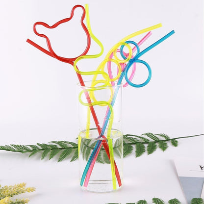 Plastic Reusable Silly Straws - Bendy, Curly Mocktail Party Kids Straws (Pack of 5)