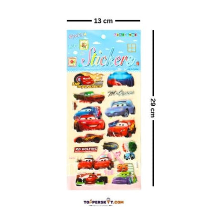 3D Cartoon Car Sticker for Kids - Fun & Colorful Designs