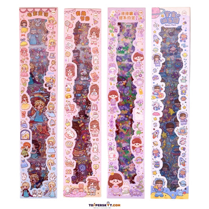 (Pack of 5) Cute Lolita Doll Assorted Designs Washi Stickers