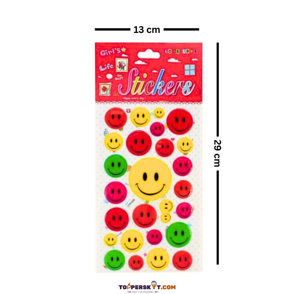 3D Smiley Sticker for Kids - Fun & Colorful Designs (Pack of 1)