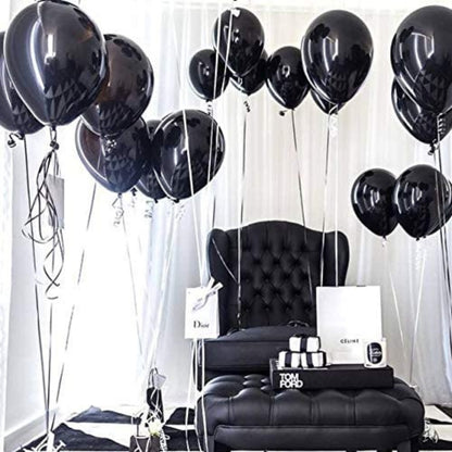 Party Balloons - Metallic Black, Made from Natural Rubber Latex (Pack of 50)