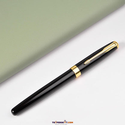 Classic Black Body Metal Ball Pen – Customizable Corporate Gift Pen - Blue (Pack of 1)