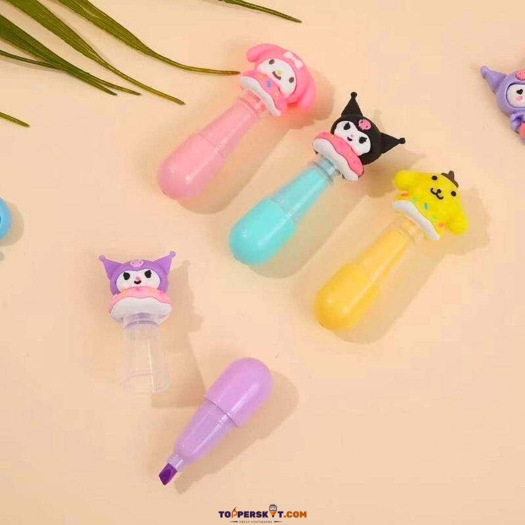 Cutest Kuromi Friends Design Highlighter –  Aesthetic Stationery for Kids (Set of 6)