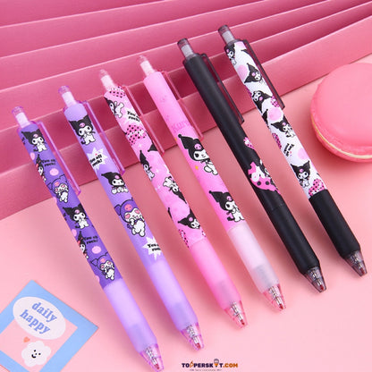 Cute Kumini Lucky Tik-Tak Gel Pen Black (Pack of 6)