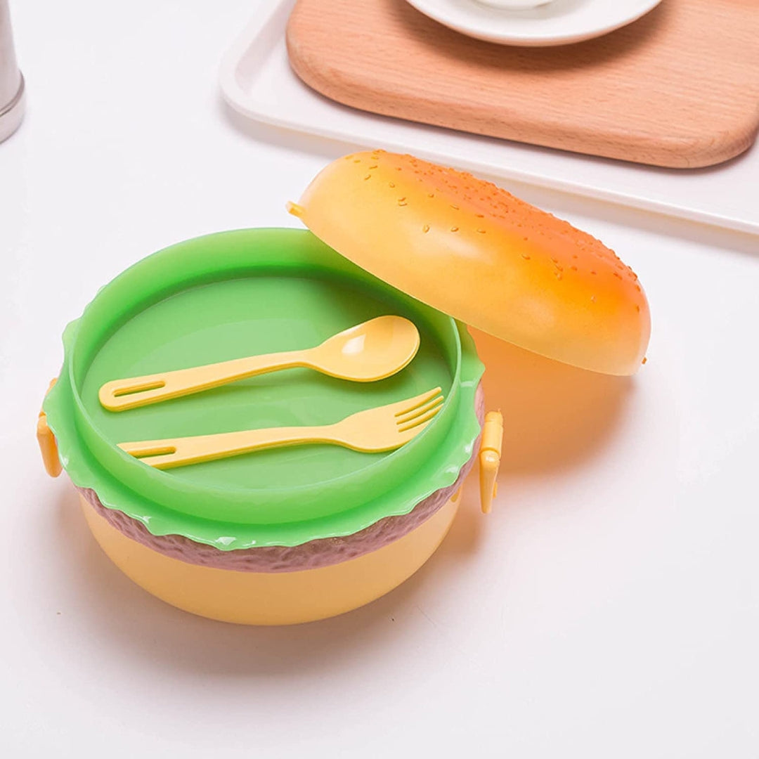 Cute Burger Design Lunch Box for Students – Compact & Portable (Pack of 1)