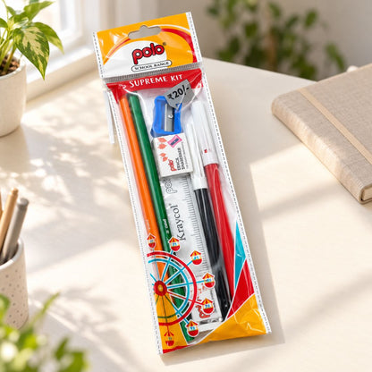 Contents of Polo Supreme Kit including pencils and sketch pens