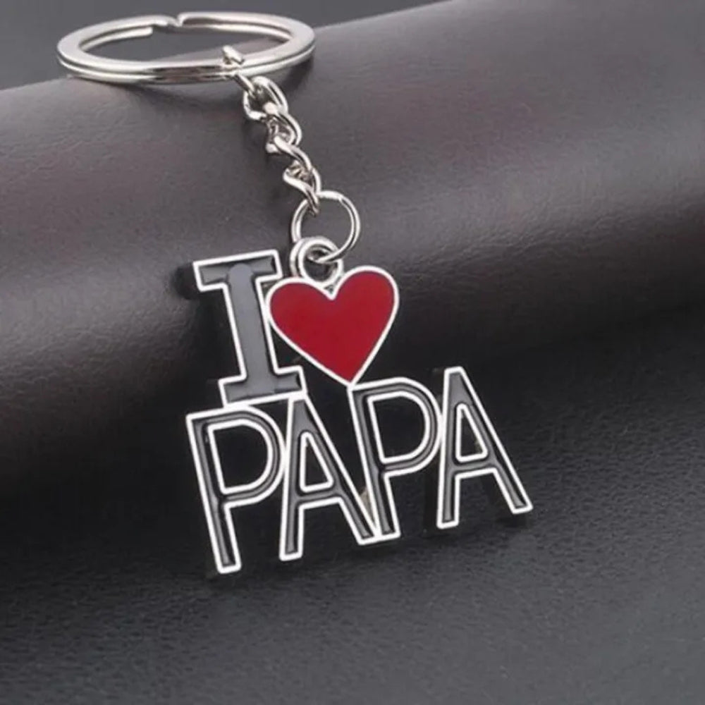 I Love Papa Cute Metal Keychain (Pack of 1)