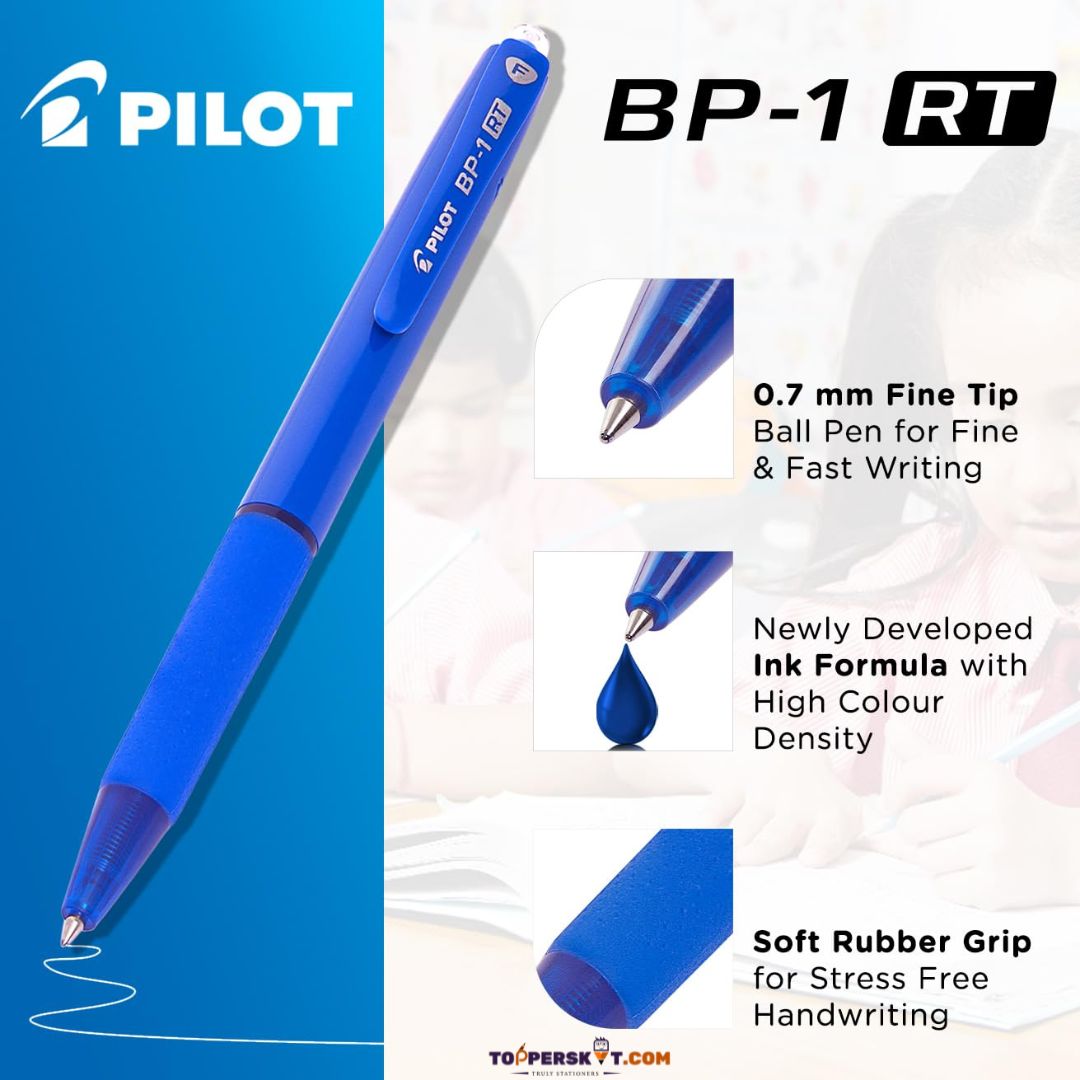 Pilot BP-1RT Ball Pen, Fine Tip Retractable Ballpoint Pen - Blue (Pack of 1)