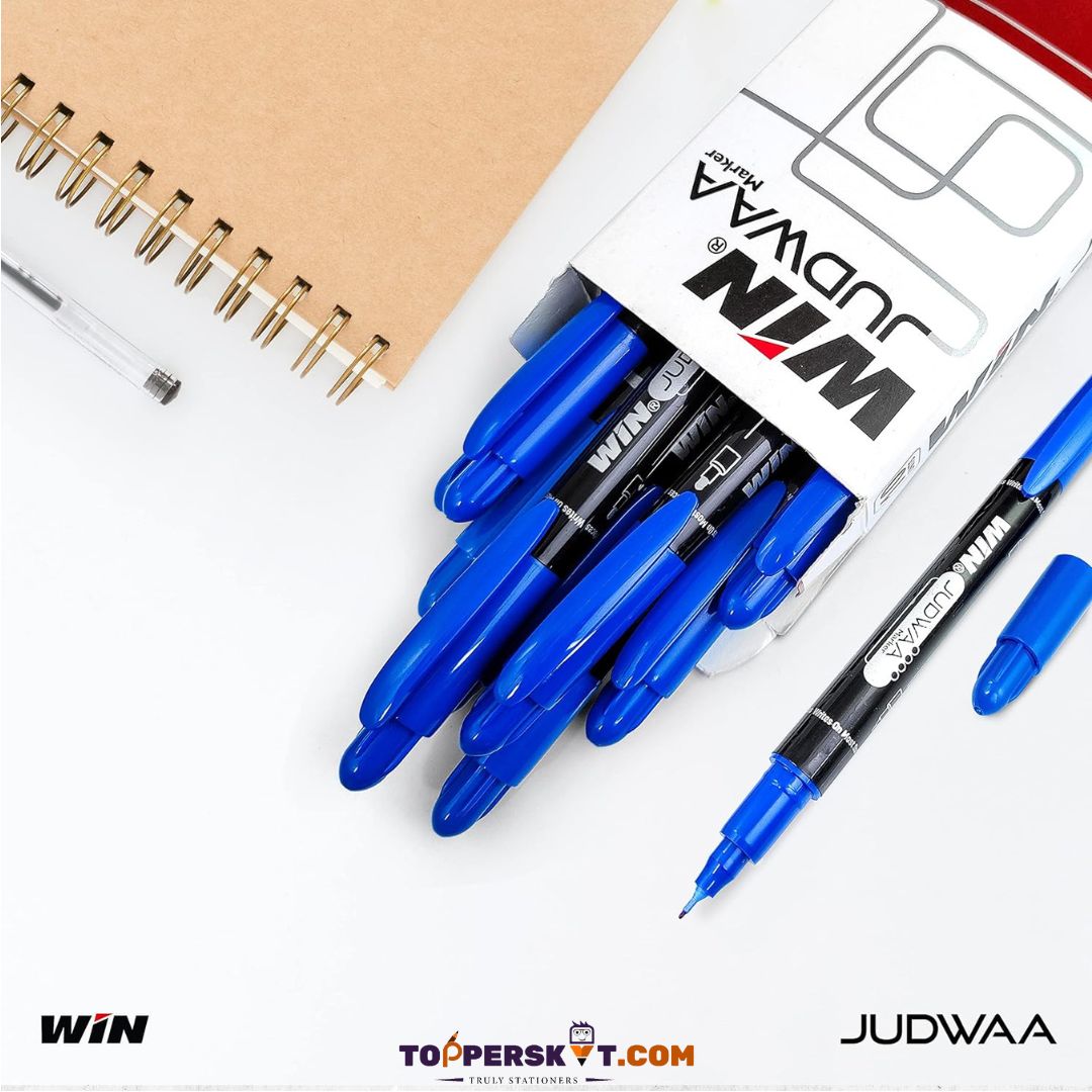 WIN Judwaa Dual Tip CD/DVD/OHP Marker Pens – Blue Ink : Versatile Writing Tools For Office ( Pack for 1 ) - Topperskit LLP