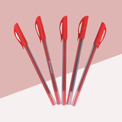 Use & Throw Ball Pen  – Red: Convenience in Every Stroke ( Pack of 5 ) - Topperskit LLP