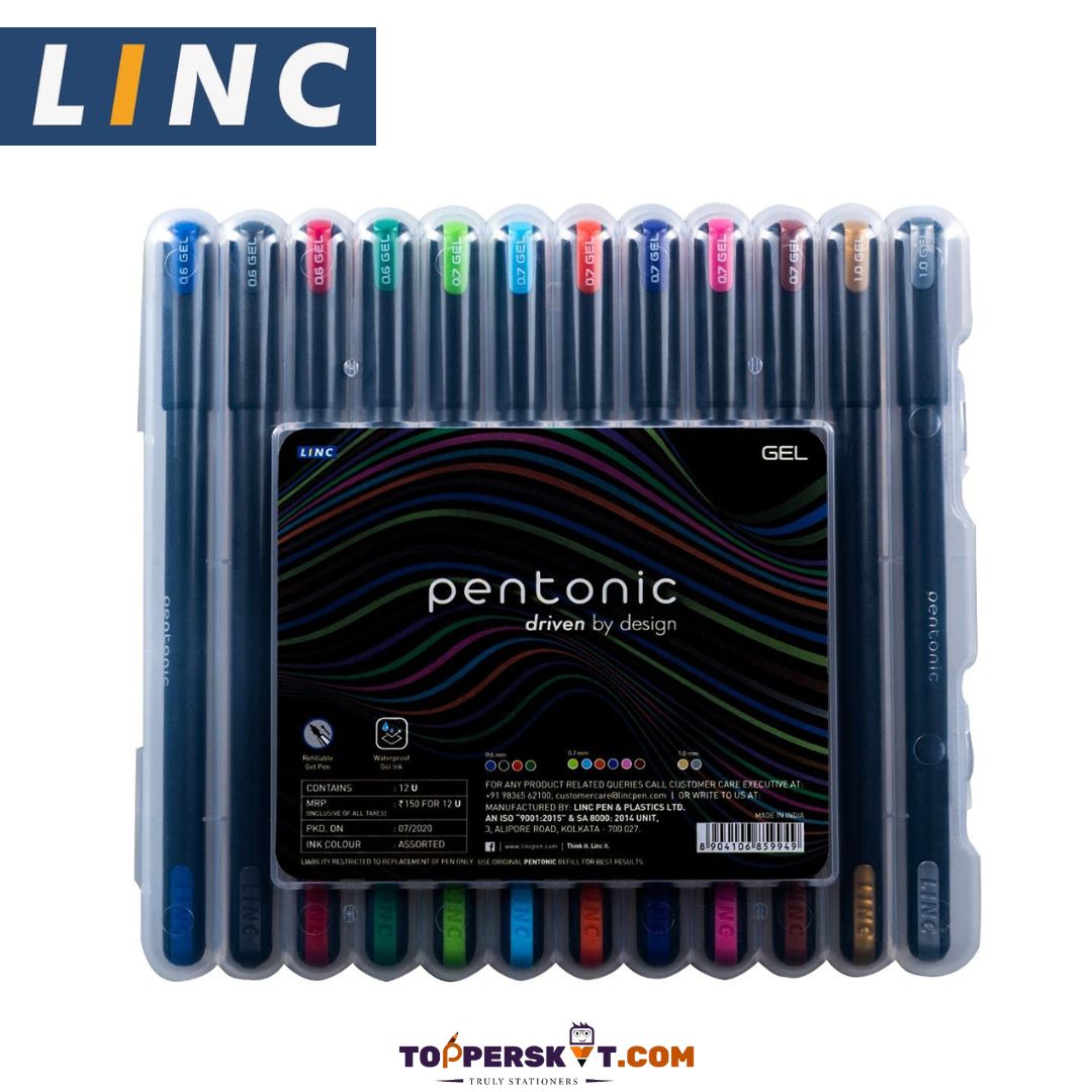 Linc Pentonic Multi Ink Colour Gel Pens - Multicolour : Choose Your Boldness with  0.7mm Tip, Easy Flow Technology, and Sleek Matte Finish ( Pack of 1 ) - Topperskit LLP