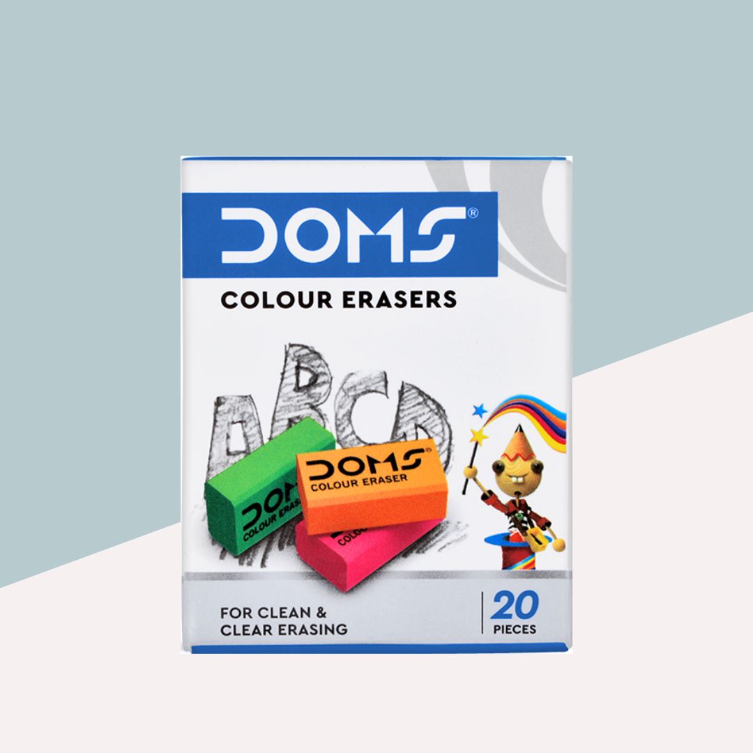 Doms Coloured Erasers – Small: Colorful Precision ( Pack Of 20 ) - Topperskit LLP