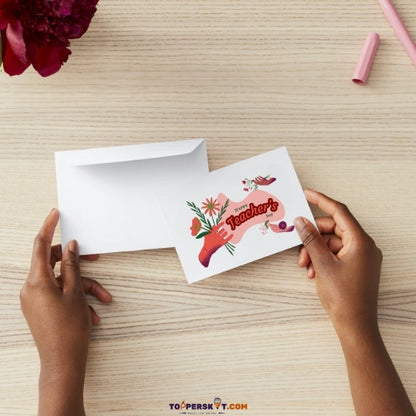 Premium Teacher's Day Greeting Card-300 GSM  Cold Pressed Paper With 1 Envelope