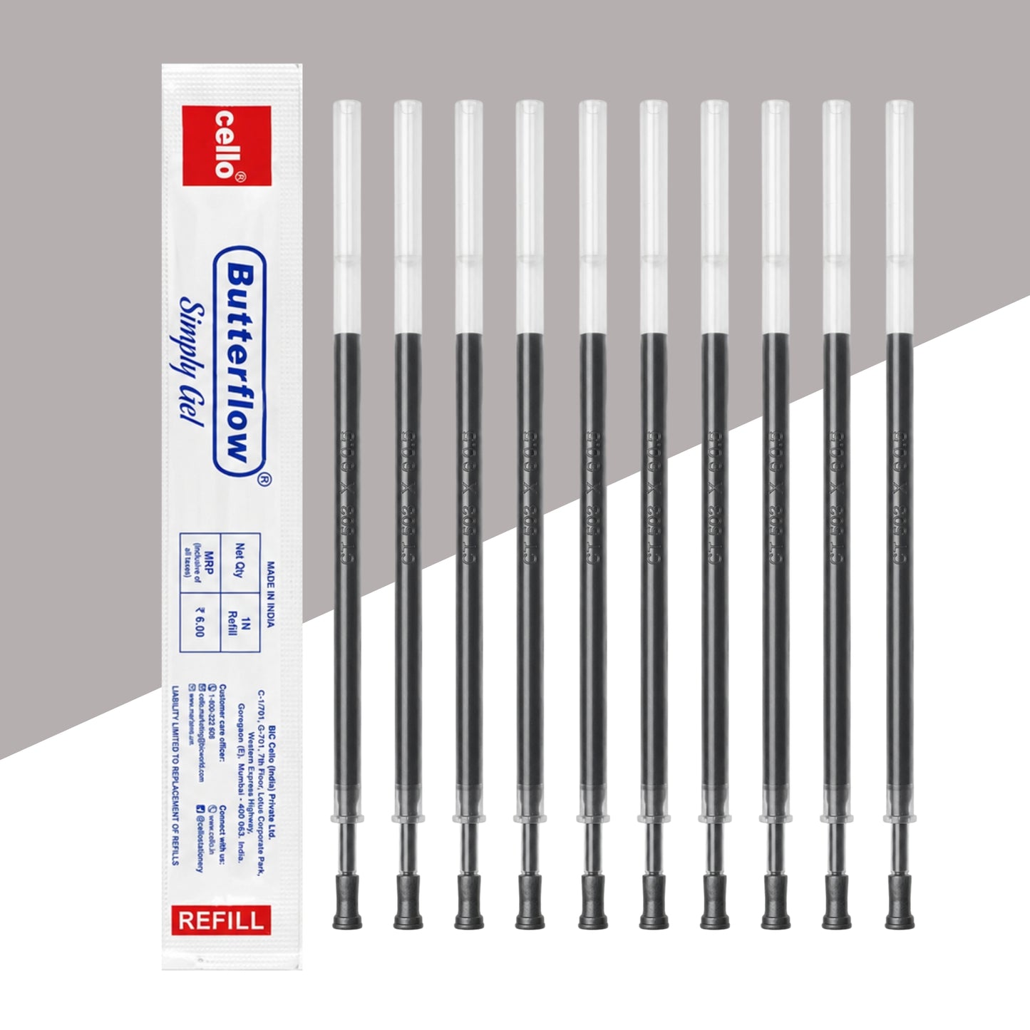 (10 Pcs.) Cello Butterflow Simply Gel Refill - Black