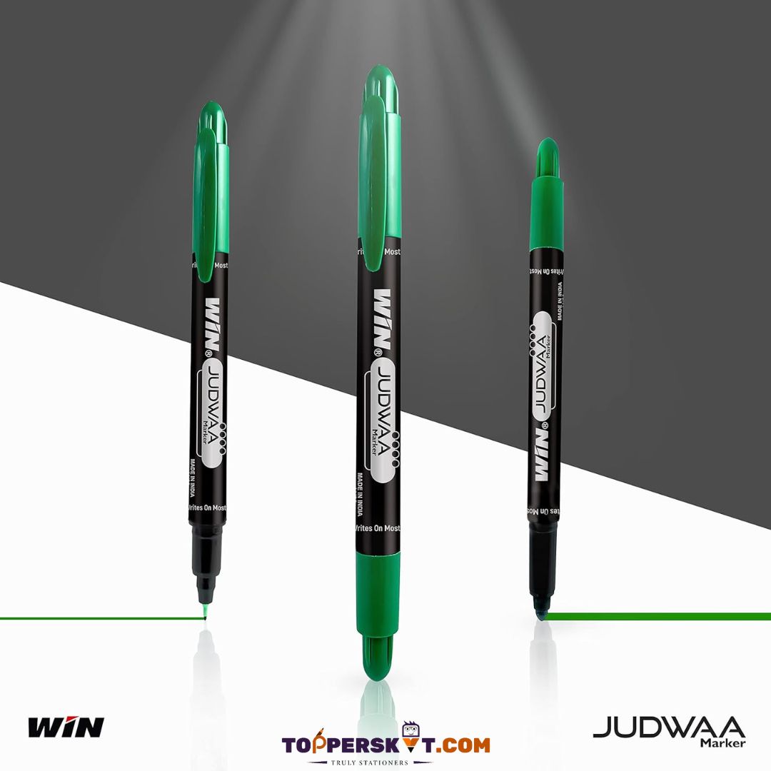 WIN Judwaa Dual Tip CD/DVD/OHP Marker Pens – Green Ink : Versatile Writing Tools For Office ( Pack for 1 ) - Topperskit LLP