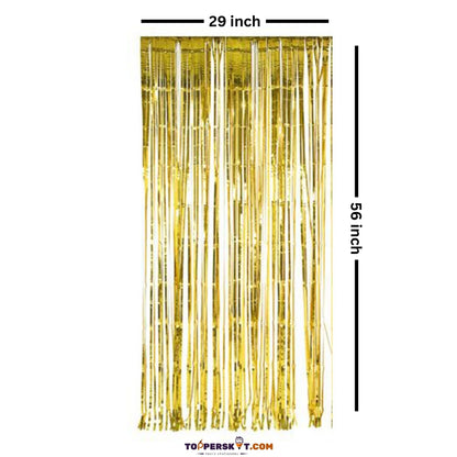 Party Purpose Golden Foil Fringe Curtain (Pack of 1)