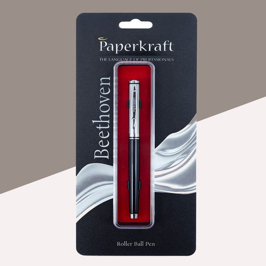Paperkraft Beethoven Roller Ball Pen: Premium Silver Tone Finish ( Pack of 1)