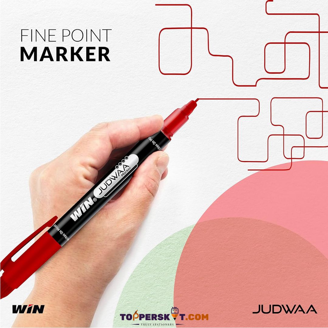 WIN Judwaa Dual Tip CD/DVD/OHP Marker Pens – Red Ink : Versatile Writing Tools For Office ( Pack for 1 ) - Topperskit LLP