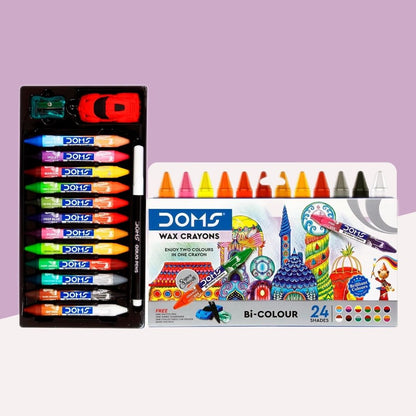 Doms Bi-Colour Crayons: Creative Brilliance in One ( Pack of 24 ) - Topperskit LLP