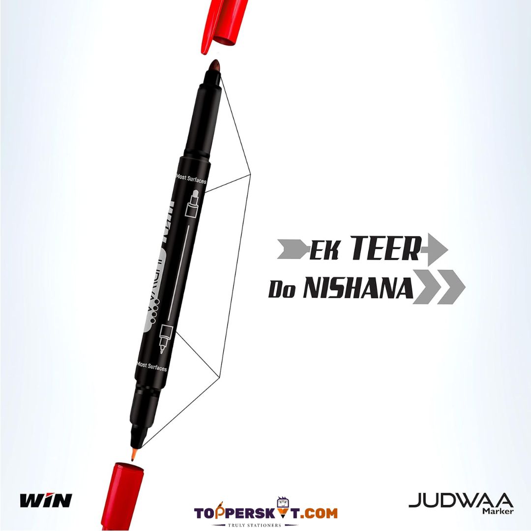 WIN Judwaa Dual Tip CD/DVD/OHP Marker Pens – Red Ink : Versatile Writing Tools For Office ( Pack for 1 ) - Topperskit LLP