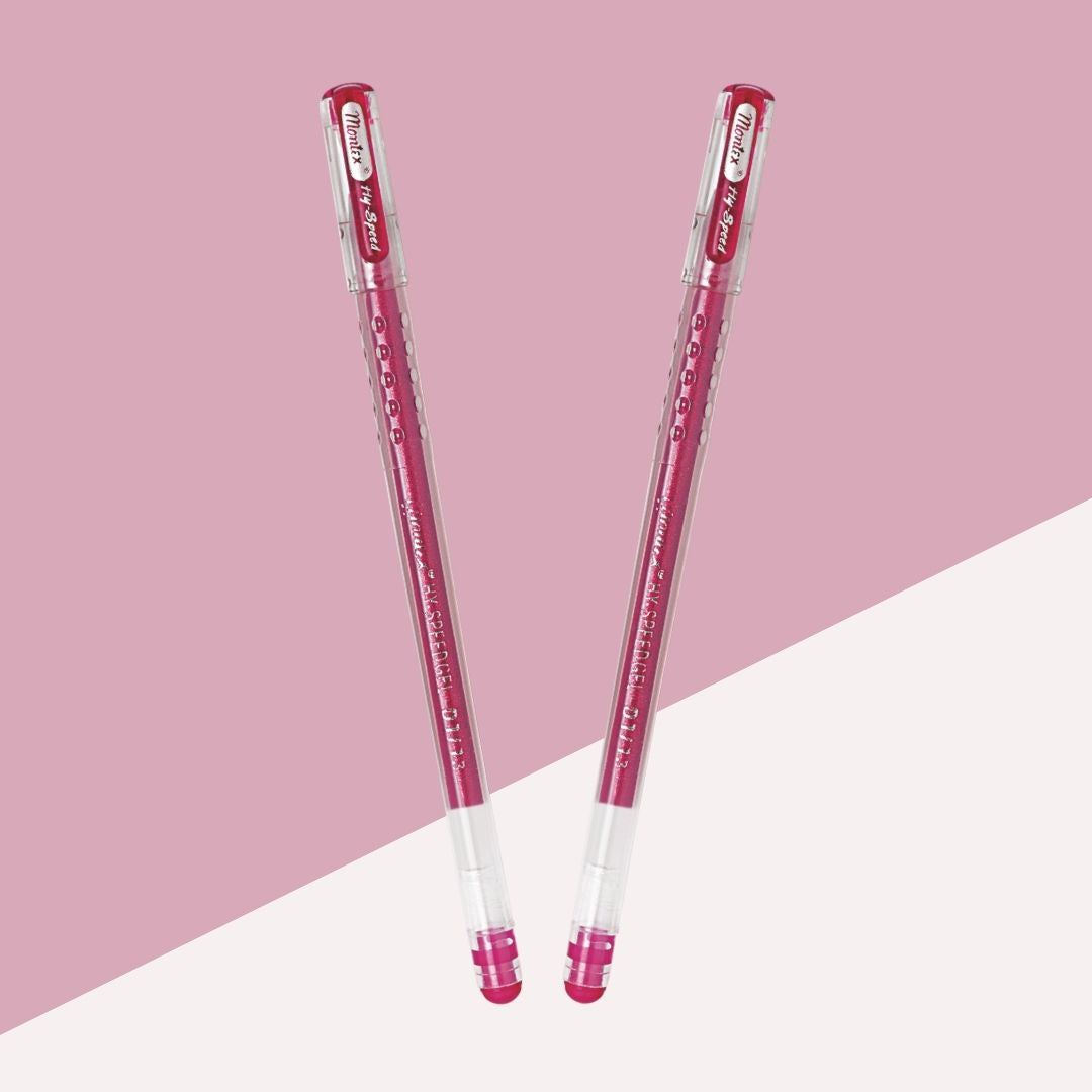 Montex Hy-Speed Sparkle Pens in Pink : Sparkling Magic for School and Creative Pursuits ( Set of 2 ) - Topperskit LLP