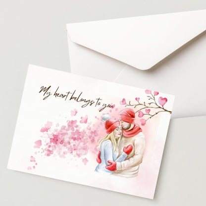 Premium Valentine's Day 300 GSM Cold Pressed Paper with 1 Envelope