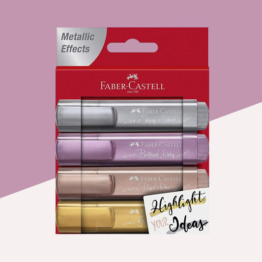 Faber-Castell Metallic Highlighters: Illuminate Your Ideas with Sparkle ( Pack of 4 ) - Topperskit LLP