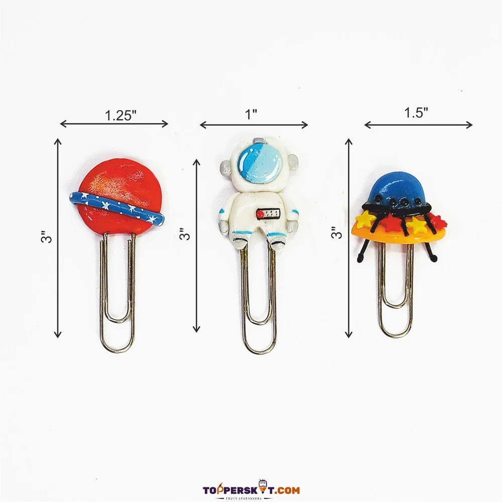 Space Journey Bookmark Paper Clip  – Assorted Color (Pack of 4 )