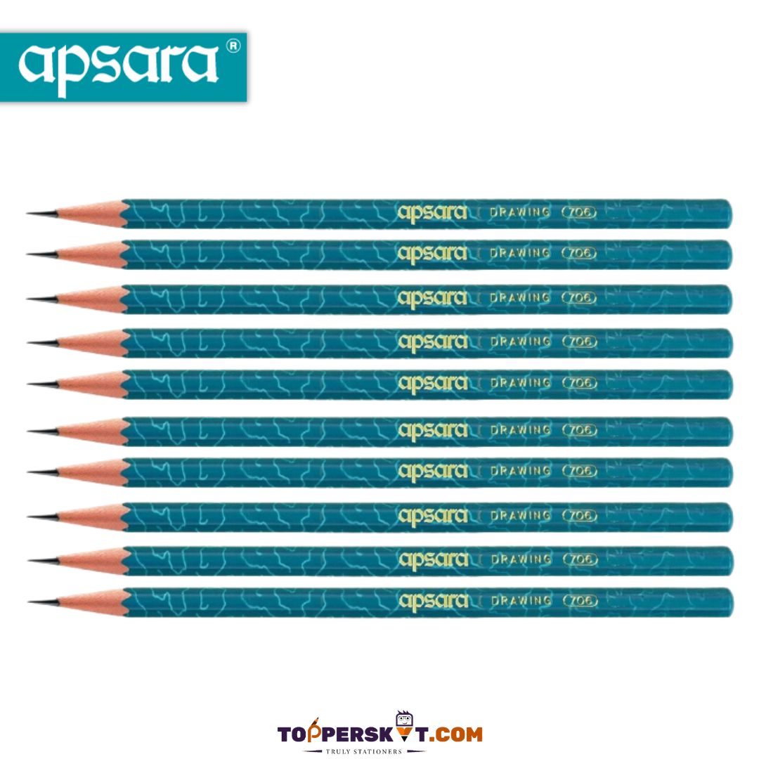 APSARA B Drawing Pencils : Premium Wooden Drawing Pencils with Free Eraser ( Pack of 10 ) - Topperskit LLP