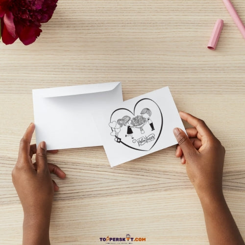 Premium Valentine's Day  Greeting Card 300 GSM Cold Pressed Paper with 1 Envelope