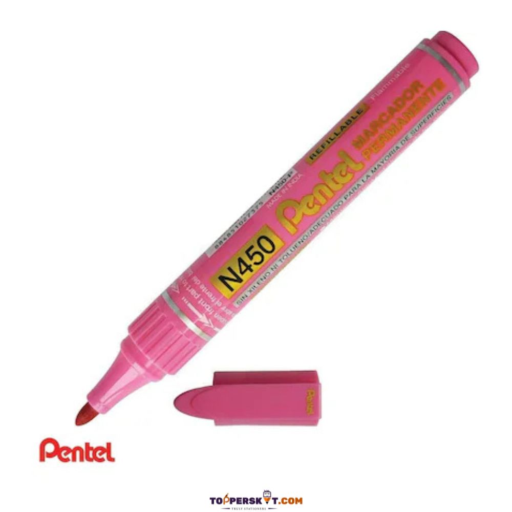 Pentel N450 Permanent Marker – Medium Bullet Tip, Pink (Pack of 1)