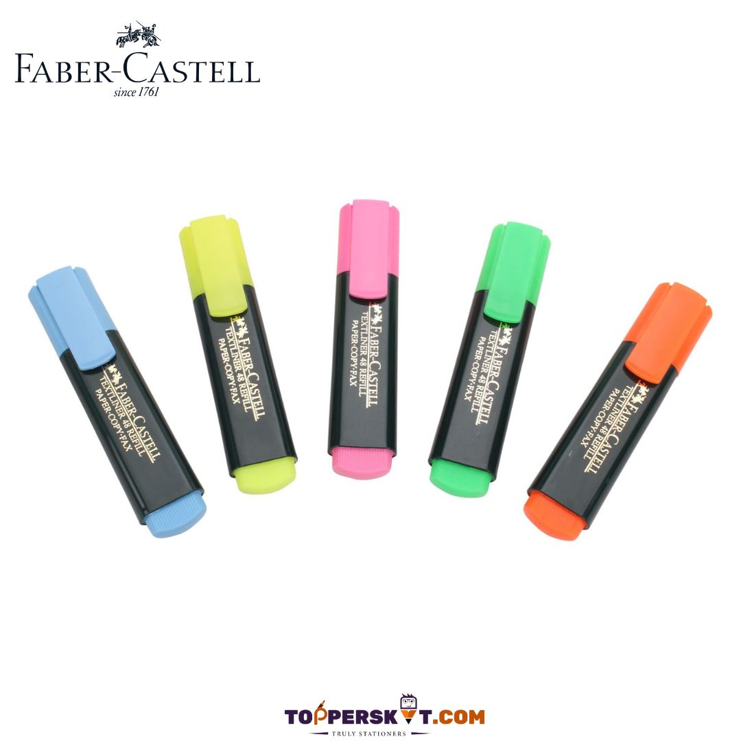 Faber-Castell Textliner: Bright, Versatile, and Refillable Highlighters - Assorted ( Pack Of 5 ) - Topperskit LLP